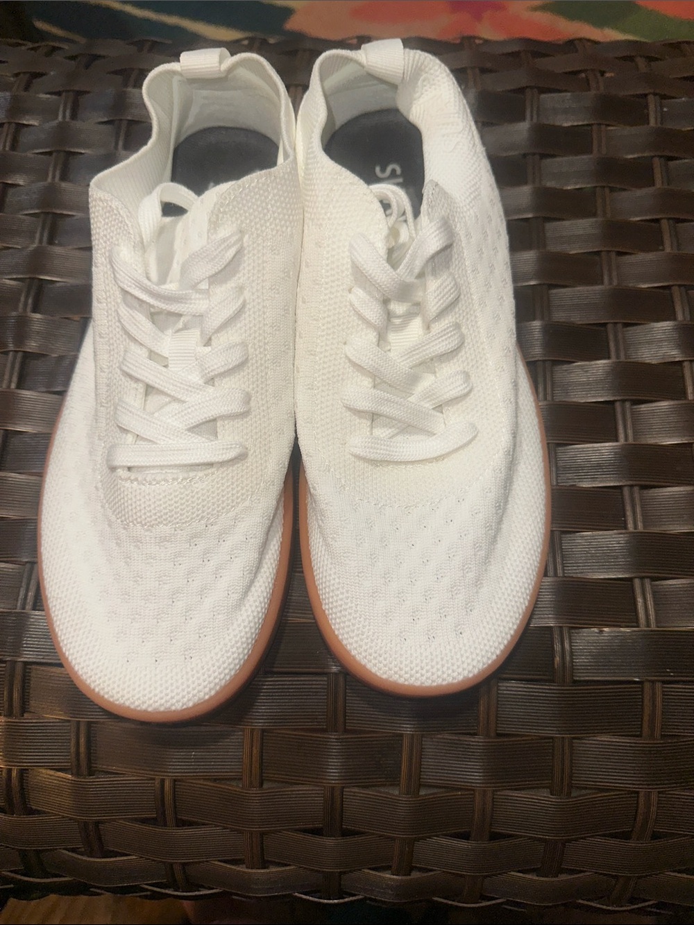 Suavs White Knit Athletic Sneakers with Brown Sole. New W/O tags 8.5 women’s